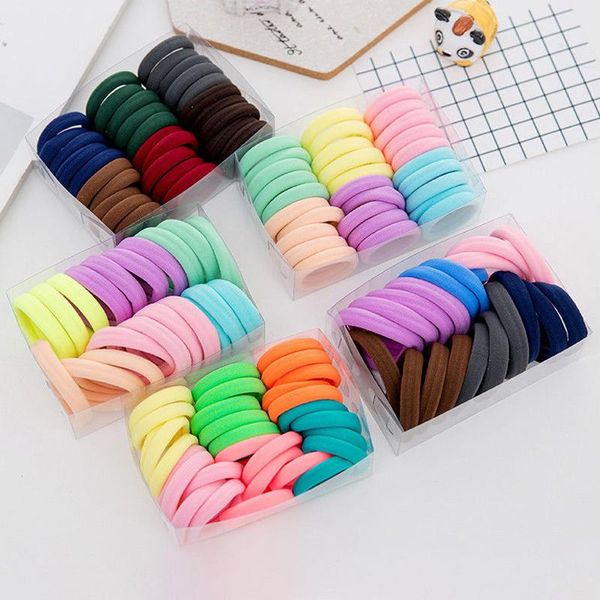 

hair accessories 50/100pcs girl solid color big rubber band elastic korean ornaments ponytail holder gum headwear, Slivery;white