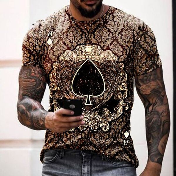

spades print men's 3d printed t shirt visual impact party streetwear punk gothic round neck american muscle style short sleeves, White;black