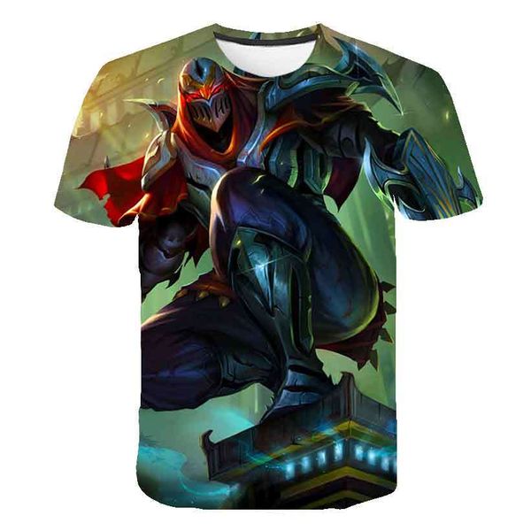 League of Legends 3D impressão homens e mulheres t-shirt verão lol e-sports game personagem respirável camisa rua menino