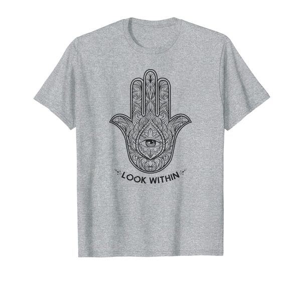 

henna hamsa yogi meditation tee - hand of fatima / god, White;black