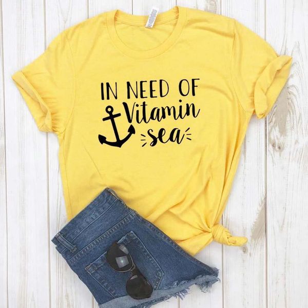 

in need of vitamin sea print women tshirt cotton casual funny t shirt for lady girl tee hipster drop ship na-169, White