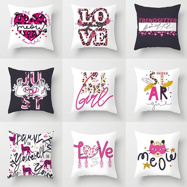 

cushion/decorative pillow pink leopard letter pillowcase