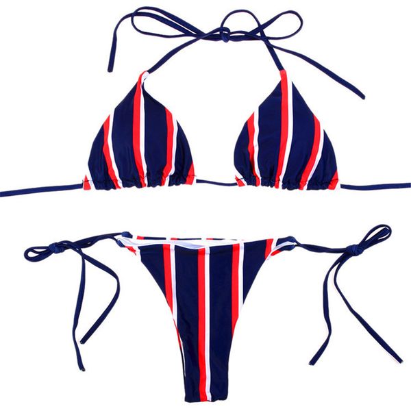 

bikini 2019 printing color vertical stripes lace resize chest pad spa bikinis swimwear women swimsuit biquini swimwear, Black