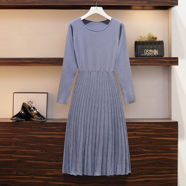 

elegant women's knitted with party dress long winter plus neck and line dressed ladies ol'big 2021's clothes 8gbo, Black;gray