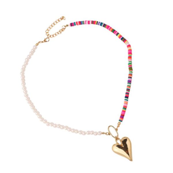 

pendant necklaces 1pc asymmetric soft pottery love necklace, bohemian jewelry necklace, Silver