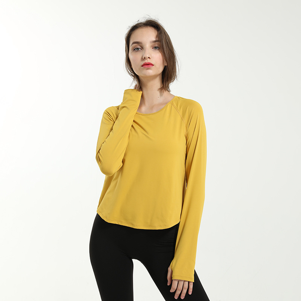 

yoga outfit autumn sports for gym women long sleeve back hollow out fitness shirts loose activewear exercise running t-shirts