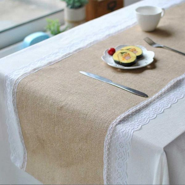 

natural jute vintage table runner modern hessian rustic country wedding decors home party diy decor christmas table runners