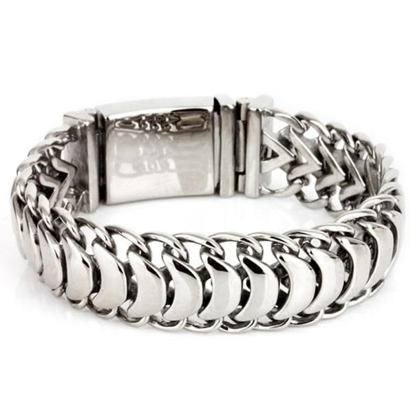 

cuff b28e chian length 22cm men chain link bracelet 1 piece stainless steel fsahionable gold factory price bangle gift, White
