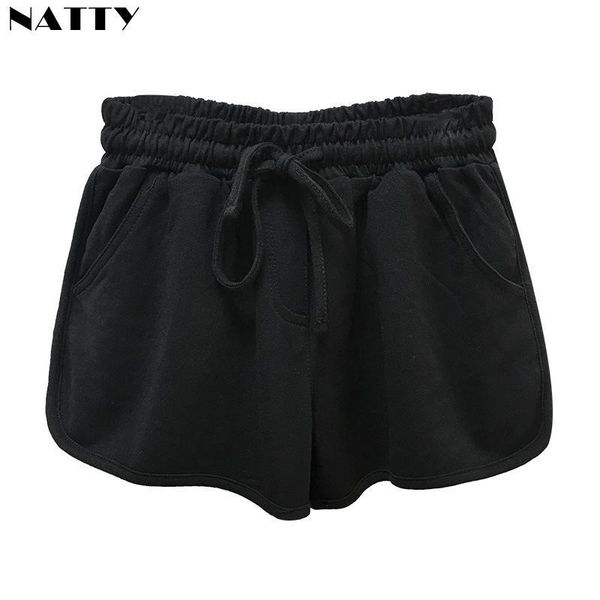 

women's shorts women short pant casual lady all-match loose solid soft cotton summer leisure female workout waistband skinny stretch, White;black