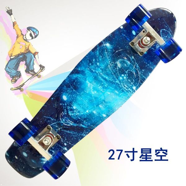 

27 inch four wheels plastic star sky fish boards skateboard for adults
