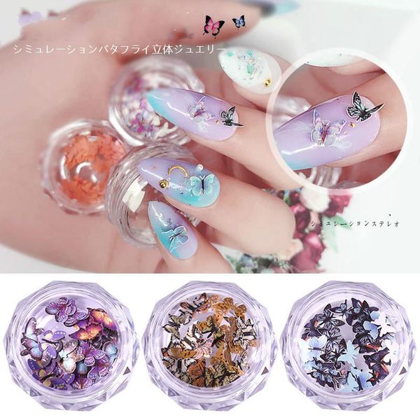 

nail art decorations diy 3d simulation butterfly decals manicure ornaments tip stickers for women lady, Silver;gold