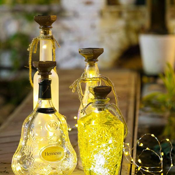 

8 pack wine bottle lights 20 led colored starry cork lights solar operated mini copper string for wedding party deccor