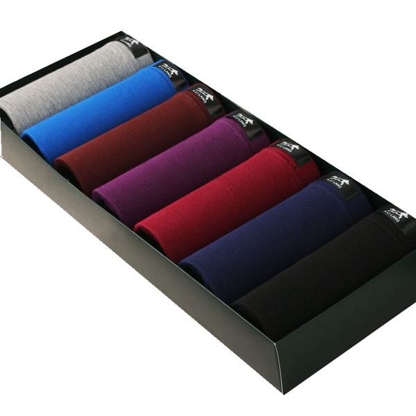 

7pcs/lot mens boxers panties cueca masculina colorful cotton male panties solid flexible shorts boxer pure color male pants sets, Black;white