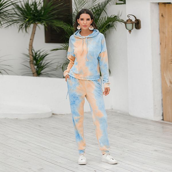 

2021 new 2pcs hoodies + pants autumn sport suit fashion female women print coloful tracksuit matching sets sweat suits womens 6tja, White