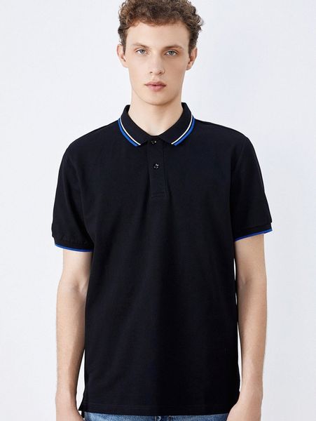 

men contrast binding polo shirt m6bq#, White;black