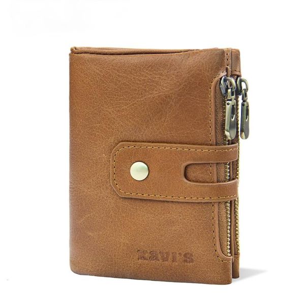 

wallets leather men's european and american fashion double zipper large capacity short, Red;black