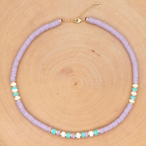 

chokers bbrichy 6mm heishi necklace for women disc beads choker african necklaces polymer clay 2021 boho jewelry wholesale price, Golden;silver