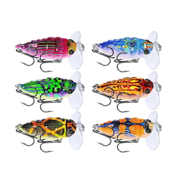 

mixed 6 color 4cm 4g cicada fishing hooks fishhooks 8# hook plastic hard baits & lures pesca fishing tackl jllwrf xmh_home