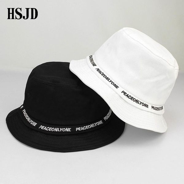 

cloches 2021 plain solid colors belt bucket hats for women men summer panama cap spring female cotton ourdoor letter fishing hat visor