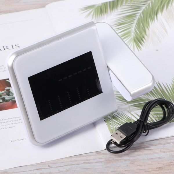 

other clocks & accessories smart digital projection clock time alarm weather station projector - white (usb cable)