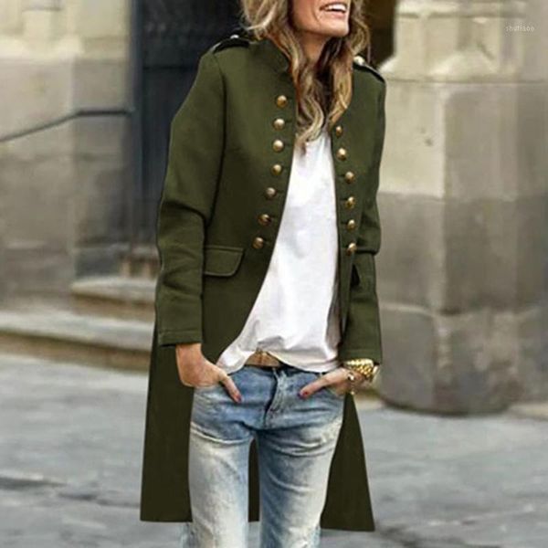 

women's wool & blends winter fashion women cardigan solid color round neck long-sleeved woolen button coat clothing overcoat style 2021, Black