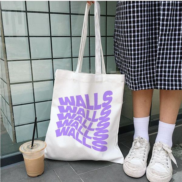 

evening bags hip-hop zipper shopper bag harajuku ins shoulder walls letter casual large-capacity punk women canvas