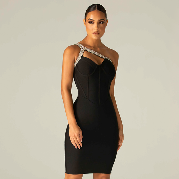 

ocstrade bandage dress spaghetti strap bandage dress bodycon 2021 new women diamonds asymmetrical club night party dresses, Black;gray