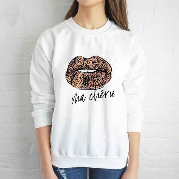 

women's hoodies & sweatshirts colored ma cherie leopard lips sweatshirt funny women long sleeve jumper graphic pullovers stylish 90s gr, Black