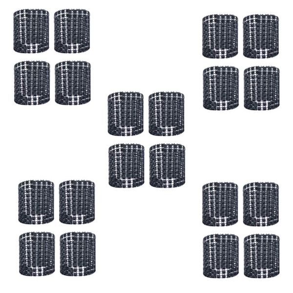 

napkin rings 30pcs elegant ring with 8 row rhinestone pretty holder buckle decoration for wedding party (black)
