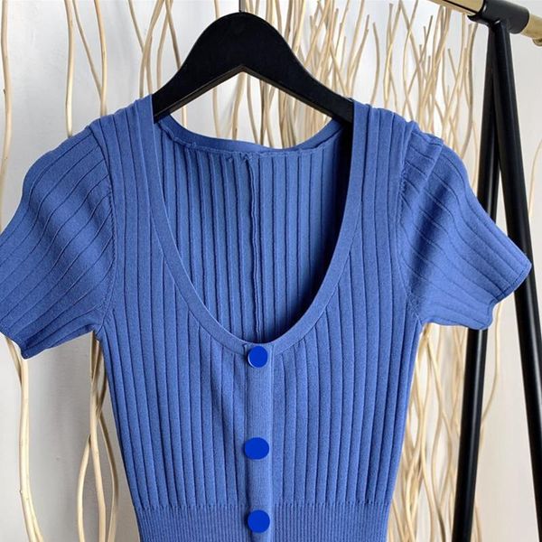 

casual dresses women summer knitted short sleeve v-neck a-line knee length solid elegant high street chic stunning fashion lady s, Black;gray