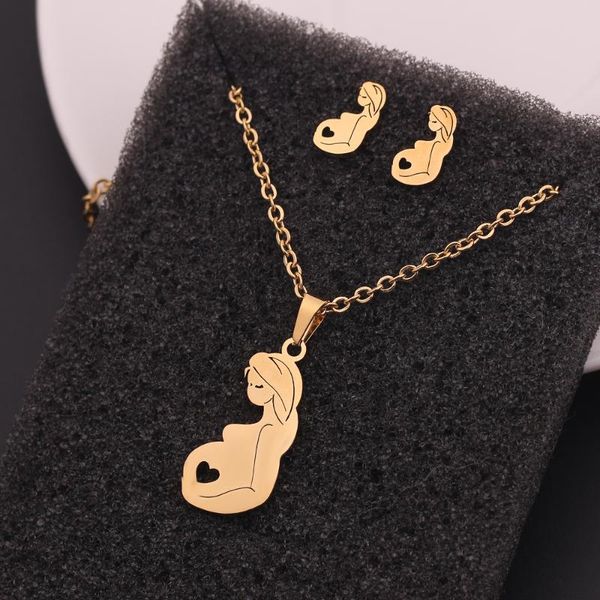 

earrings & necklace mother's day gift women pregnancy set charm jewelry for, Silver