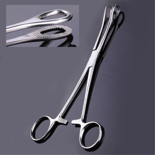 

2 pcs body piercing tools 316 medical stainless steel slotted navel forcep plier piercing tool supply ing