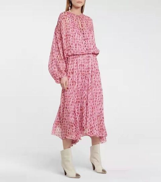 

casual dresses 2021 lace-up v-neck print womenprint midi dress irregular slim waist lantern sleeve long with buttons robes, Black;gray