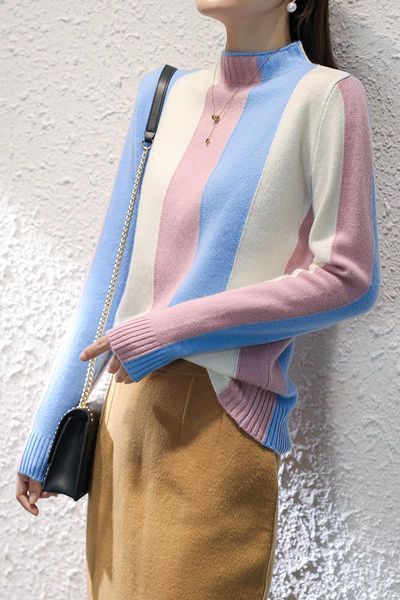 

women's sweaters autumn winter women o-neck sweater casual loose long sleeve knitted jumper 2021 stripe pullover ladies, White;black