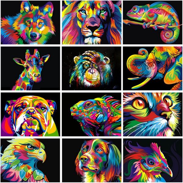 

5d full diamond painting 12 colorful animals square round cross stitch home friend gift for kids patient exercise decoractive wall decoratio