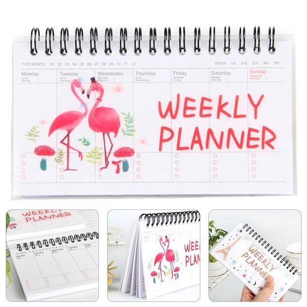 

notepads cute cartoon weekly planner coil notebook schedule agenda for kids gift kawaii stationery 50 sheets 100pages, Purple;pink