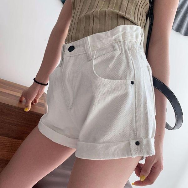 

women's jeans summer of 2021 the korea east bought comfortable wide-legged loose cultivate morality show thin white denim shorts, Blue