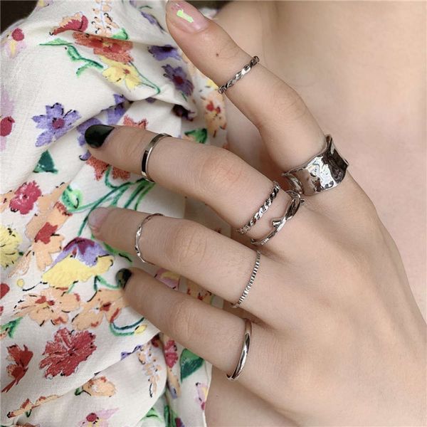 

hbp fashion cold wind twisted ring set japanese luxury design sense, Silver
