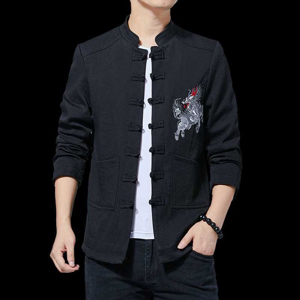 

men's jackets chinese style black mens retro jacket large size 5xl and coats fashion casual men slim man tang coat, Black;brown