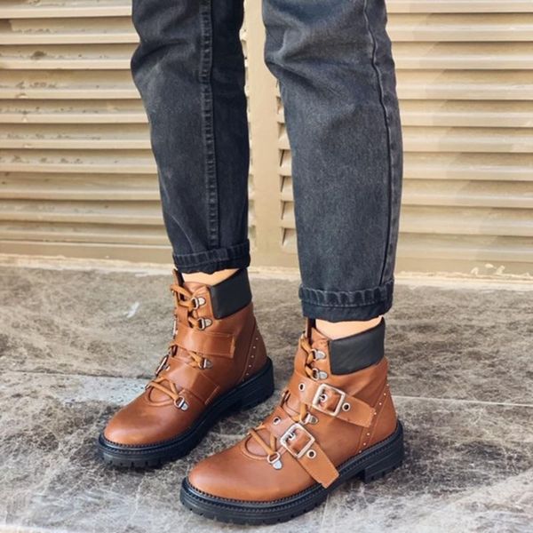 

boots tan coloured belt detailed laced, Black