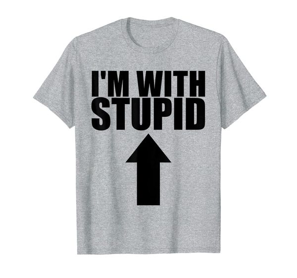 

im with stupid t-shirt women and men funny arrow t-shirt, White;black