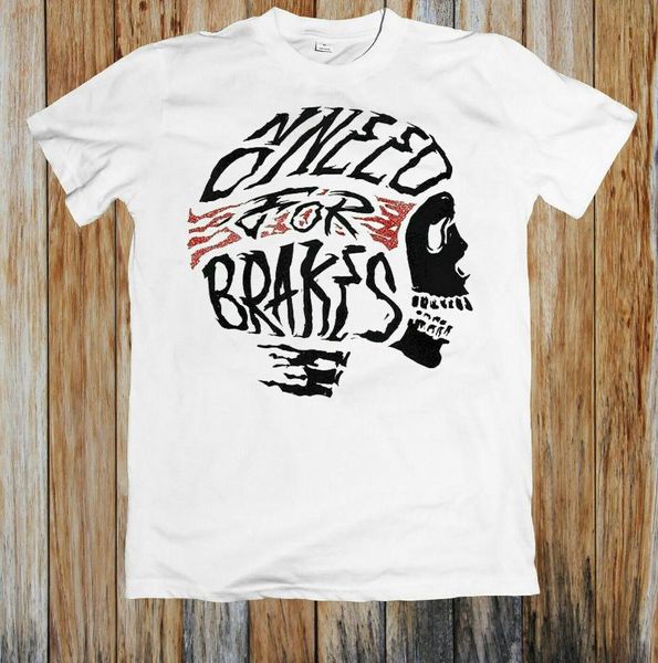 

men's t-shirts no need for brakes skull ride t shirt summer, White;black