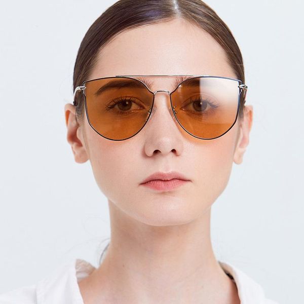 

sunglasses double beam metal cat eye in europe and the united states selling female, White;black