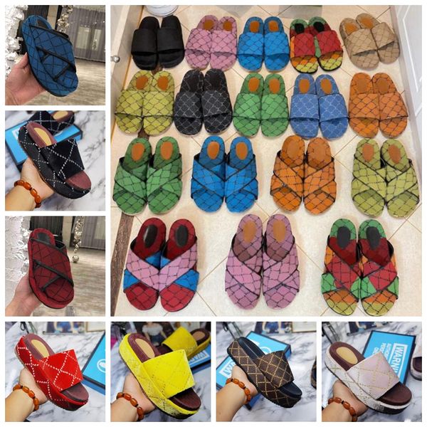 

luxury men designer shoes women slippers canvas platform sandals real leather beige brick red colors beach slides slipper outdoor party clas, Black