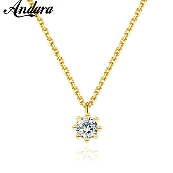 

chains s925 sterling silver necklace six prong zircon pendant 14k gold for woman jewelry gift