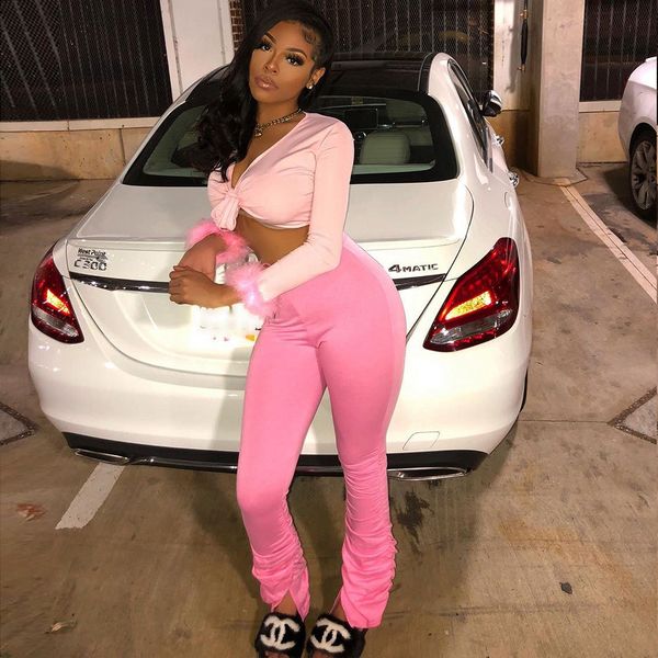 

new stacked leggings joggers stacked sweatpants women ruched pants jogging femme stacked pants fitness comfortable women trouser, White