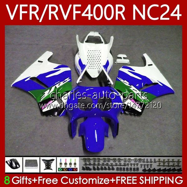 Kit de carenados para HONDA RVF VFR 400 VFR400 R 400RR 87-88 Cuerpo 78No.143 VFR400R RVF400R Azul verde NC24 V4 RVF400 R 1987 1988 VFR 400R VFR400RR 87 88 Carrocería de motocicleta