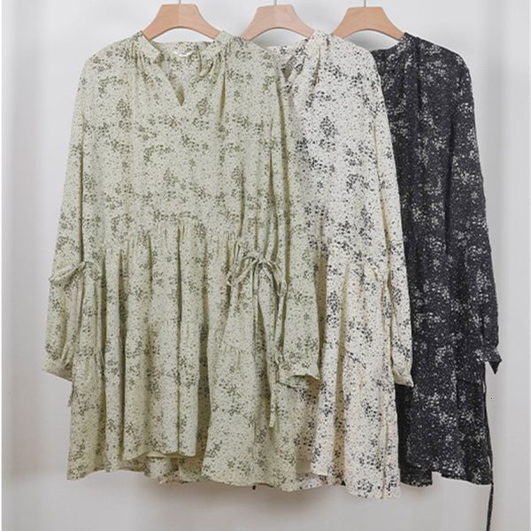 

new casual printing blouses es loose long sleeve mini women v-neck vestidos 2021 5n8f, White