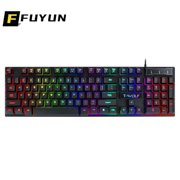 

keyboards fuyun wired gaming keyboard 104 mix backlit for gamer lappc backlight computer e-sport keypad f217