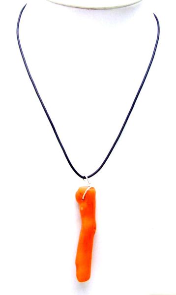 

pendant necklaces qingmos genuine orange coral necklace for women with natural 10*70mm branch cord 18" chokers jewelry, Silver